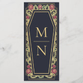 ゴシック様式の棺バラ結婚ブルーのメニュー メニュー (裏面)