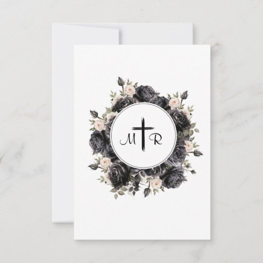 ゴシック様式の棺ブラックバラ結婚ズ詳細カード 招待状 (裏面)