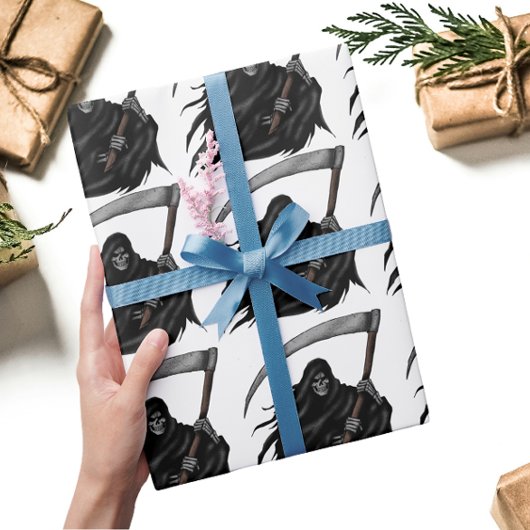 ゴシック様式の死神とスキヤ(白) ラッピングペーパー