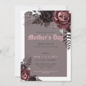 ゴシック様式の母の日ブランチBurgundy花パーティー 招待状 (正面)
