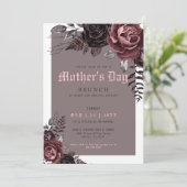 ゴシック様式の母の日ブランチBurgundy花パーティー 招待状 (スタンド正面)