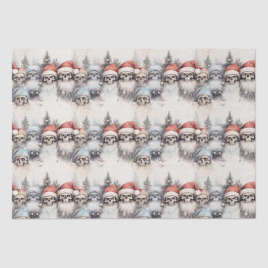 ゴシック様式の水の色クリスマス赤サンタハットスカル 薄葉紙 (正面)