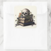 ゴシック様式の水彩スカル（花あり） スクエアシール (バッグ)