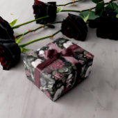 ゴシック様式の水彩バラと花パターン ラッピングペーパーシート