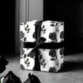 ゴシック様式の水彩バラと花パターン ラッピングペーパーシート