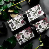 ゴシック様式の水彩バラと花パターン ラッピングペーパーシート