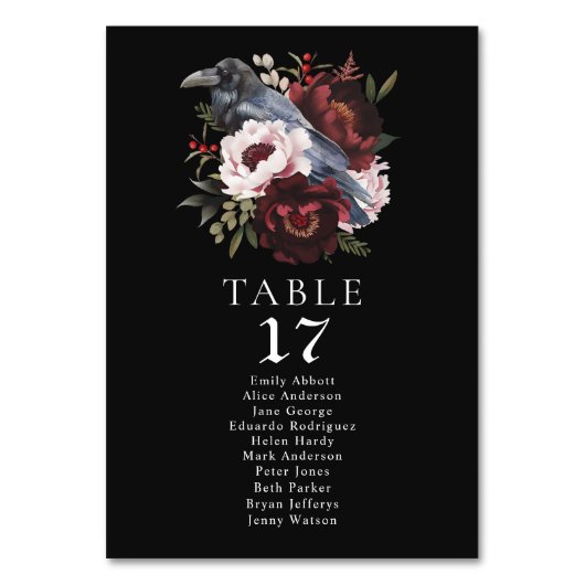 ゴシック様式の水彩彫刻フローラ結婚の座席 テーブルナンバー (正面)