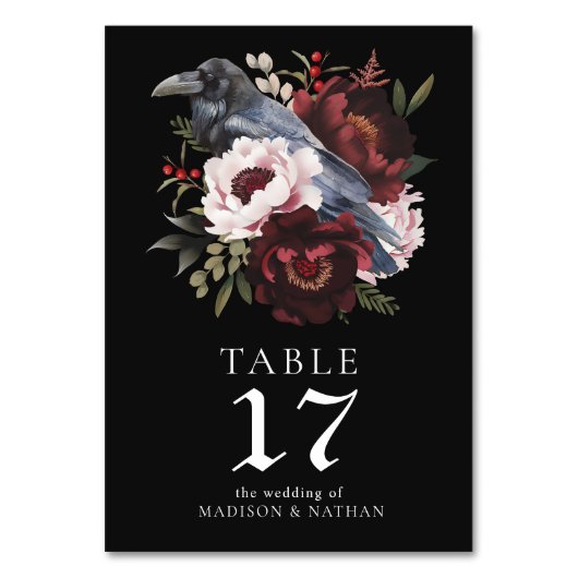 ゴシック様式の水彩彫刻フローラ結婚ズ テーブルナンバー (裏面)