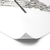 ゴシック様式の水彩骨格の手の保持バラ ポスター (角)