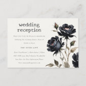 ゴシック様式の水彩黒いバラ結婚披露宴 エンクロージャーカード (正面)