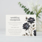 ゴシック様式の水彩黒いバラ結婚披露宴 エンクロージャーカード (スタンド正面)