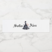 ゴシック様式の水色バラブラックドレ結婚ス ペットボトルラベル (シングルラベル)