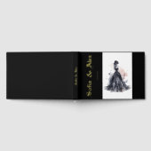 ゴシック様式の水色バラ結婚黒 ゲストブック (全面)