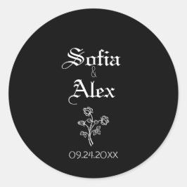 ゴシック様式の水色バラ結婚黒 ラウンドシール