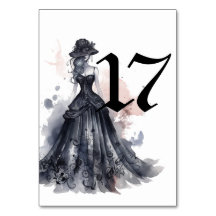 ゴシック様式の水色フローラ結婚ブラックのテーブル番号