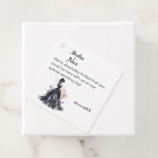 ゴシック様式の水色フローラ結婚ブラック フェイバータグ (インサイチュ)