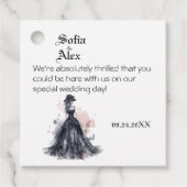 ゴシック様式の水色フローラ結婚ブラック フェイバータグ (正面)