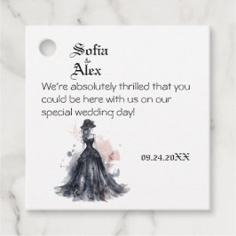 ゴシック様式の水色フローラ結婚ブラック フェイバータグ