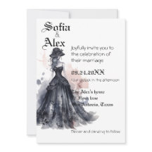 ゴシック様式の水色フローラ結婚ブラック