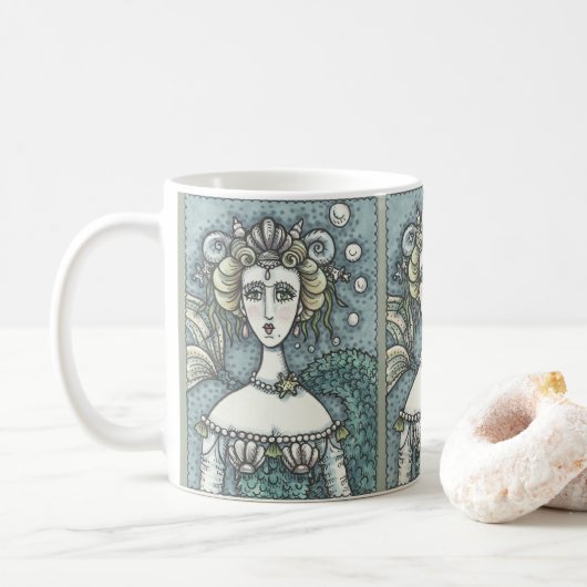 ゴシック様式の海王星の人魚の恋人クラシックMUG コーヒーマグカップ (ドーナツ)