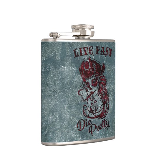 ゴシック様式の海賊スカル女性が早死にかわいらし フラスク (右)