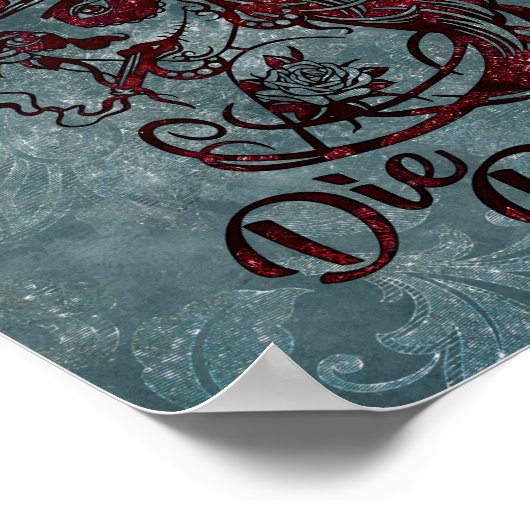 ゴシック様式の海賊スカル女性が早死にかわいらし ポスター (角)