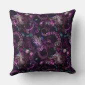 ゴシック様式の濃いピンク色の触手で花をつける クッション (裏面)