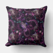 ゴシック様式の濃いピンク色の触手で花をつける クッション (正面)