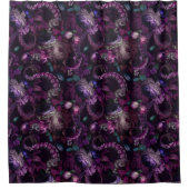 ゴシック様式の濃いピンク色の触手で花をつける シャワーカーテン (正面)