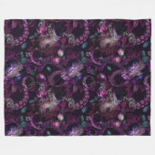 ゴシック様式の濃いピンク色の触手で花をつける フリースブランケット (正面(横))