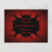 ゴシック様式の濃い赤と黒の渦巻き日付保存 ポストカード (正面)