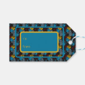 ゴシック様式の濃い青の黒い赤い黄色 ギフトタグ (正面(横))