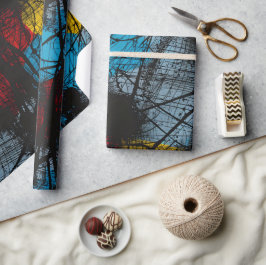 ゴシック様式の濃い青の黒い赤い黄色 ラッピングペーパー