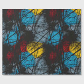 ゴシック様式の濃い青の黒い赤い黄色 ラッピングペーパー (フラット)