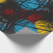 ゴシック様式の濃い青の黒い赤い黄色 ラッピングペーパー (角)