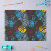 ゴシック様式の濃い青の黒い赤い黄色 薄葉紙 (クラフト)