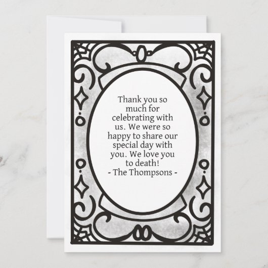 ゴシック様式の濃色とムーディ結婚ーズ サンキューカード (裏面)