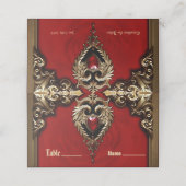 ゴシック様式の火と金ゴールドのハート プレイスカード (外部開封)