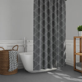 ゴシック様式の灰色の黒いダマスクパターン シャワーカーテン