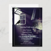 ゴシック様式の無人住宅レイヴンスケルトン鍵ハロウィーン インビテーションポストカード (正面/裏面)