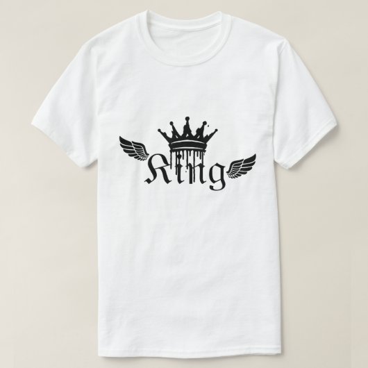 ゴシック様式の王冠と翼のタイポグラフィーデザイン Tシャツ (デザイン正面)