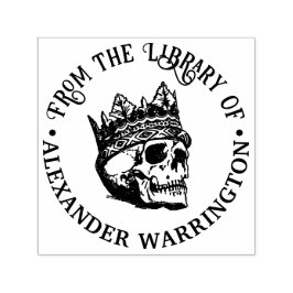 ゴシック様式の王冠を持つ人間スカル図書名 セルフインキングスタンプ