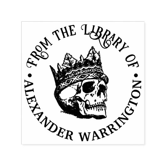 ゴシック様式の王冠を持つ人間スカル図書名 セルフインキングスタンプ (デザイン)