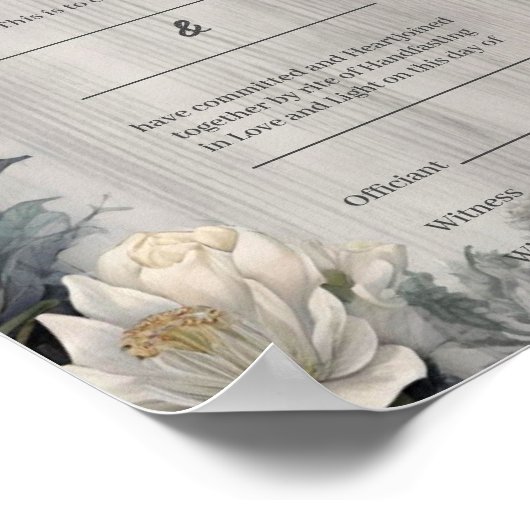 ゴシック様式の白フローラアーチの手書き証明書 ポスター (角)