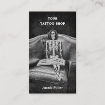 ゴシック様式の白黒のスケルトン入れ墨ショップ