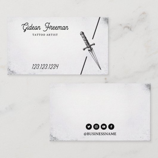 ゴシック様式の白黒の刀刺入れ屋 名刺 (正面/裏面)