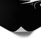 ゴシック様式の白黒の線状曲線パターン ポスター (角)