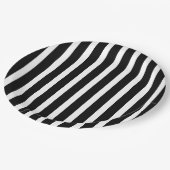 ゴシック様式の白黒ストライプ誕生日 ペーパープレート (アングル)