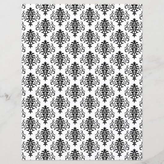 ゴシック様式の白黒ダマスクレープブック紙 (裏面)