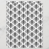 ゴシック様式の白黒ダマスクレープブック紙 (正面/裏面)
